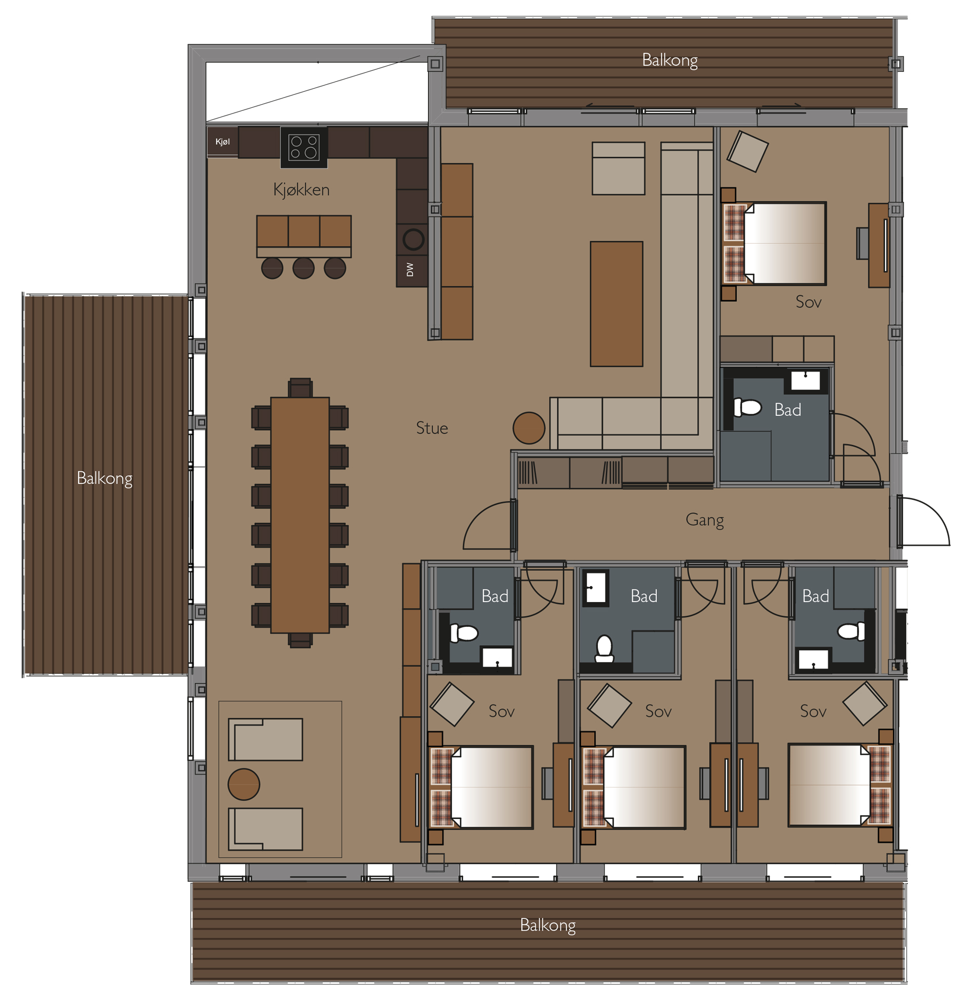 Plan d'étage du Penthouse Geilo