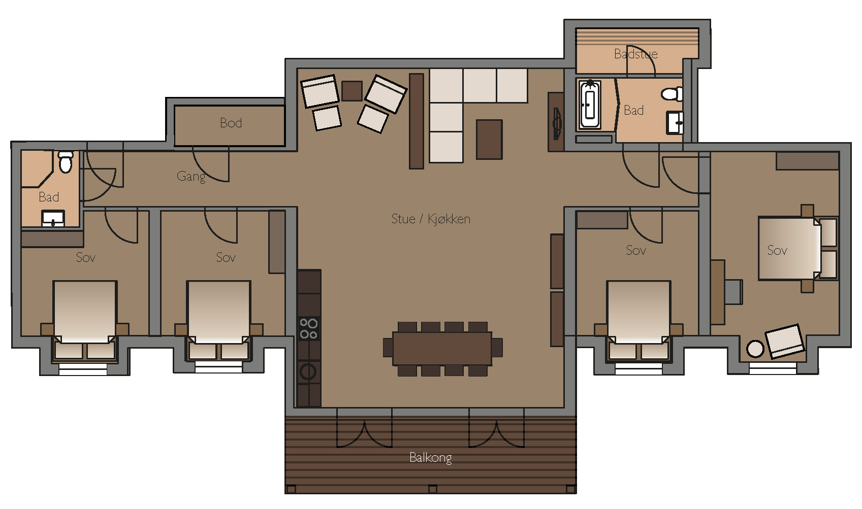维多利亚顶层公寓平面图